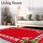 Red Holly Snowflake Border Rug