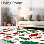 Festive Gnomes And Red Houses Christmas Rug