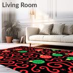 Festive Red Green Ornament Swirl Rug