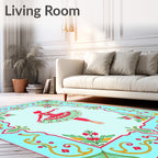 Whimsical Ballerina Red Mint Border Rug
