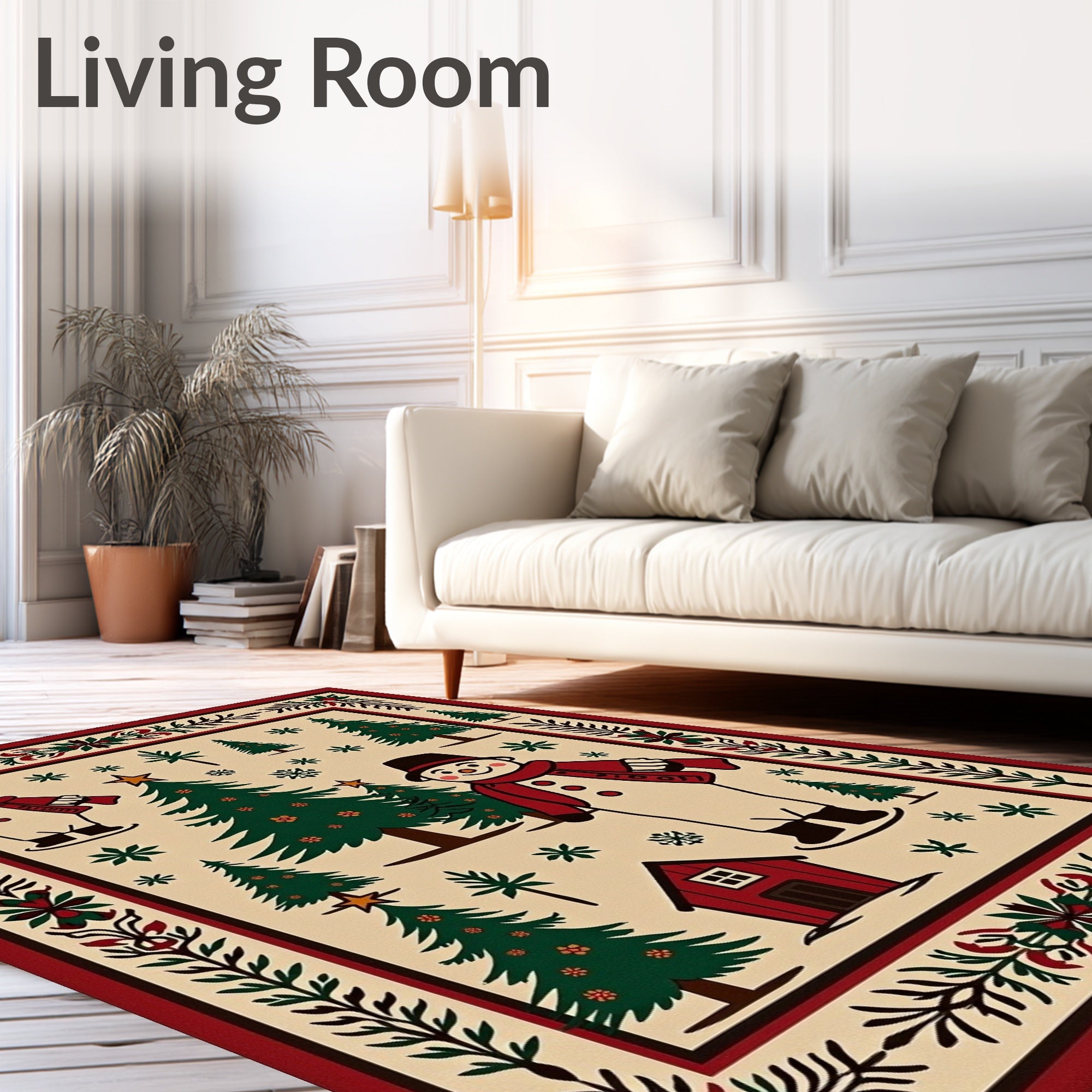 Festive Snowman Forest Christmas Rug