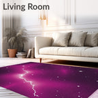 Vibrant Pink Cosmic Lightning Stars Rug