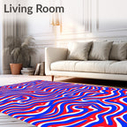 Patriotic Wavy Star Field Rug