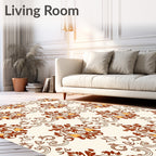 Antique Amber Damask Scroll Rug
