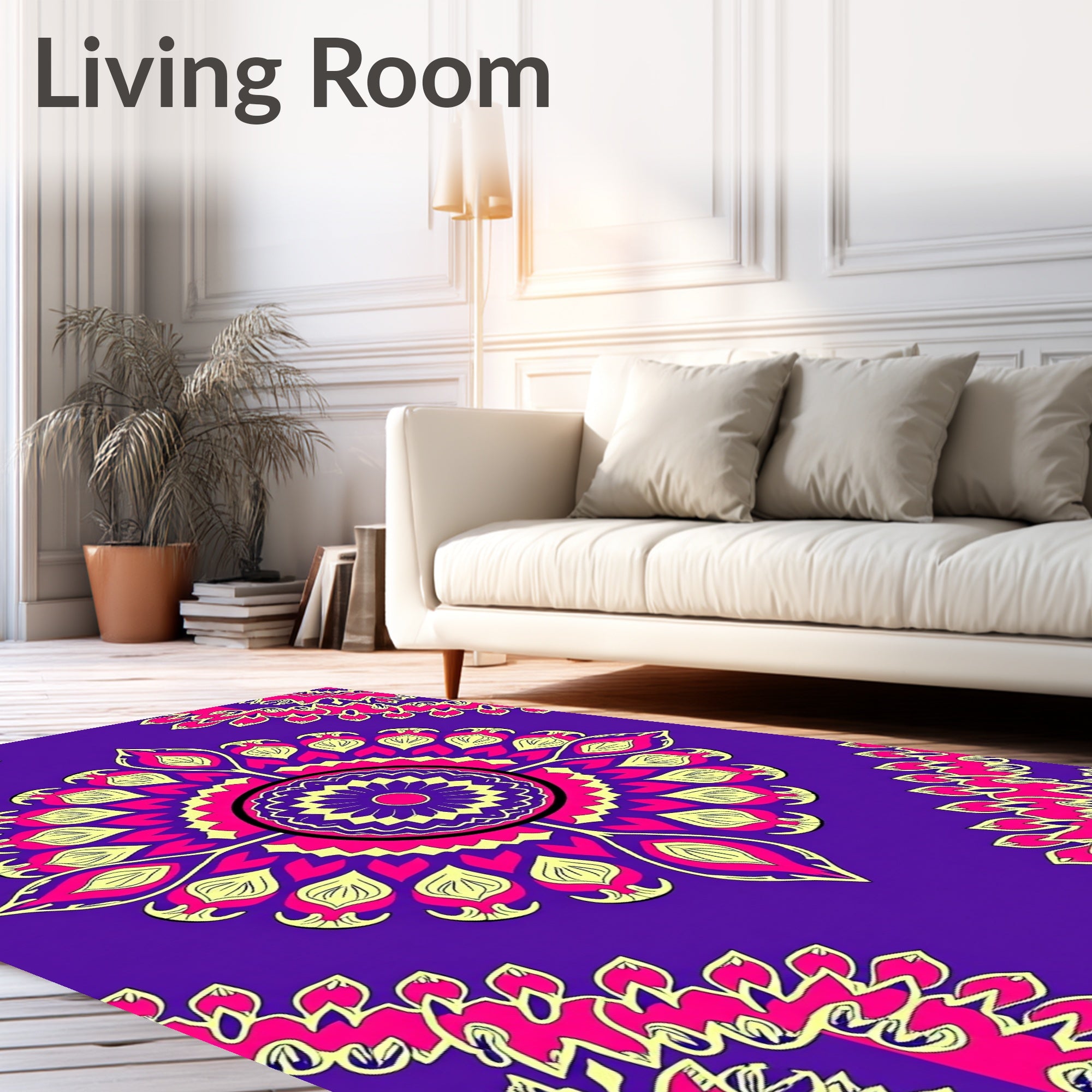 Vibrant Fuchsia Mandala Medallion Rug
