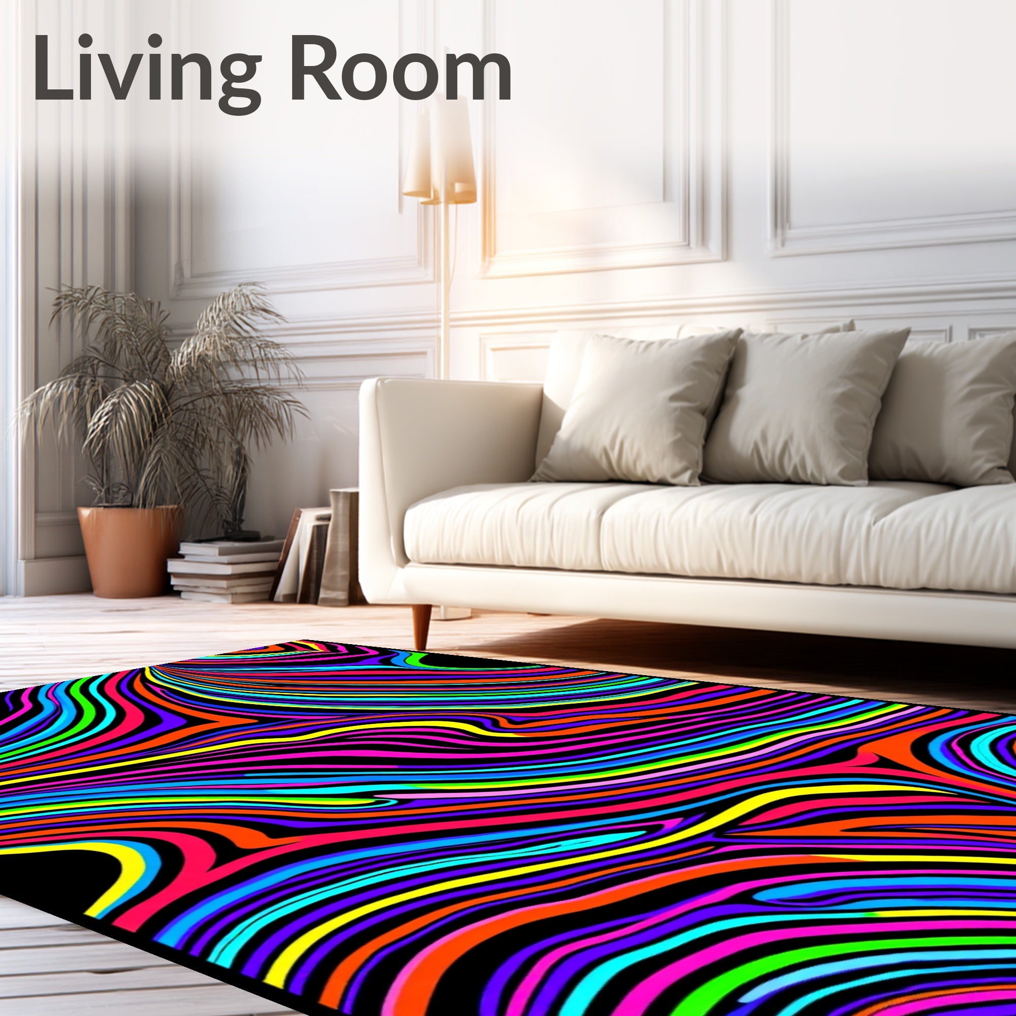 Vibrant Neon Swirl Stripe Rug