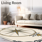 Golden Compass Rose Ornate Border Rug