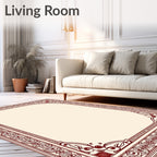 Crimson Floral Ornate Border Rug