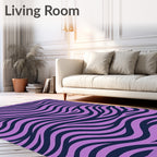 Purple Navy Dynamic Flowing Stripes Rug