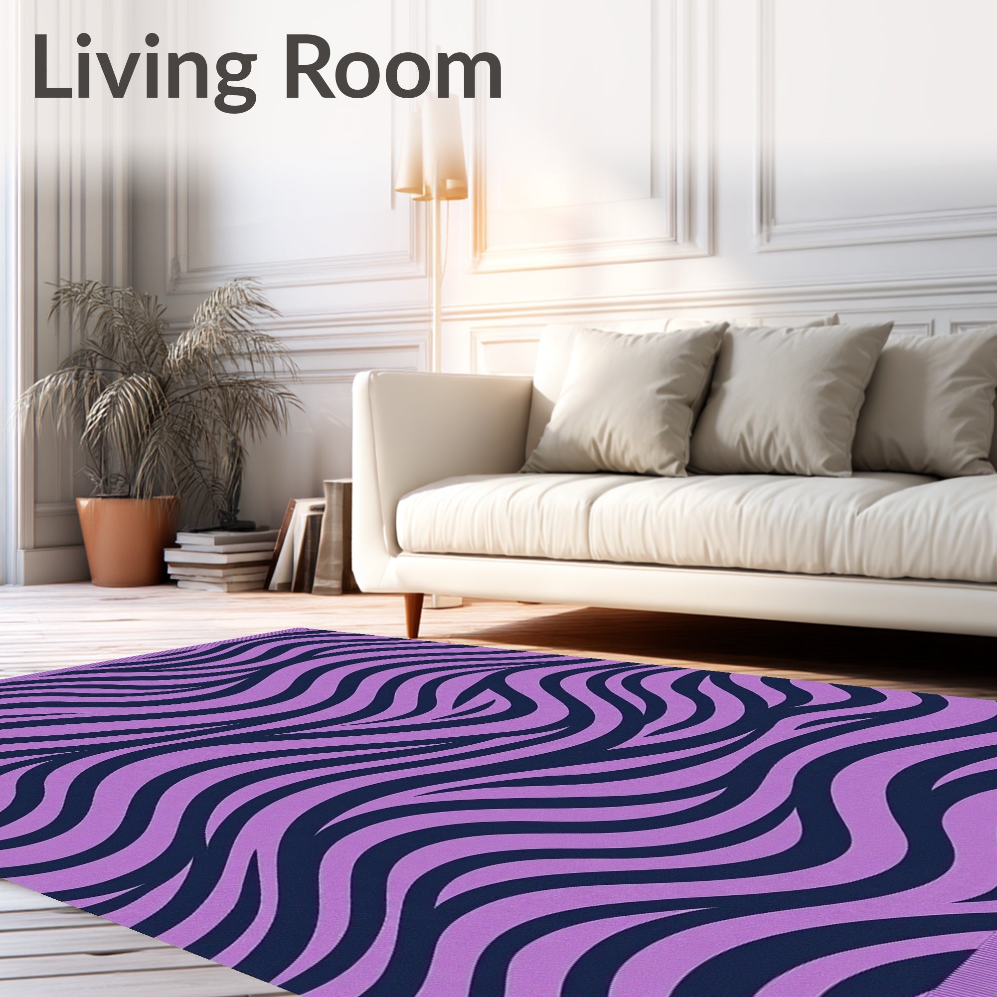 Purple Navy Dynamic Flowing Stripes Rug