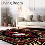 Festive Red Yellow Duck Wreath Rug