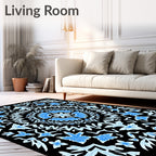 Midnight Azure Floral Medallion Rug