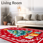 Christmas Tree Snowflake Gift Border Rug