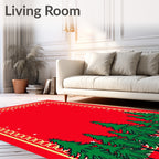 Red Festive Forest Chain Border Rug