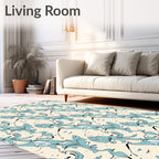 Teal Abstract Floral Swirl Rug