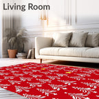 Red White Christmas Trees Yellow Stars Rug