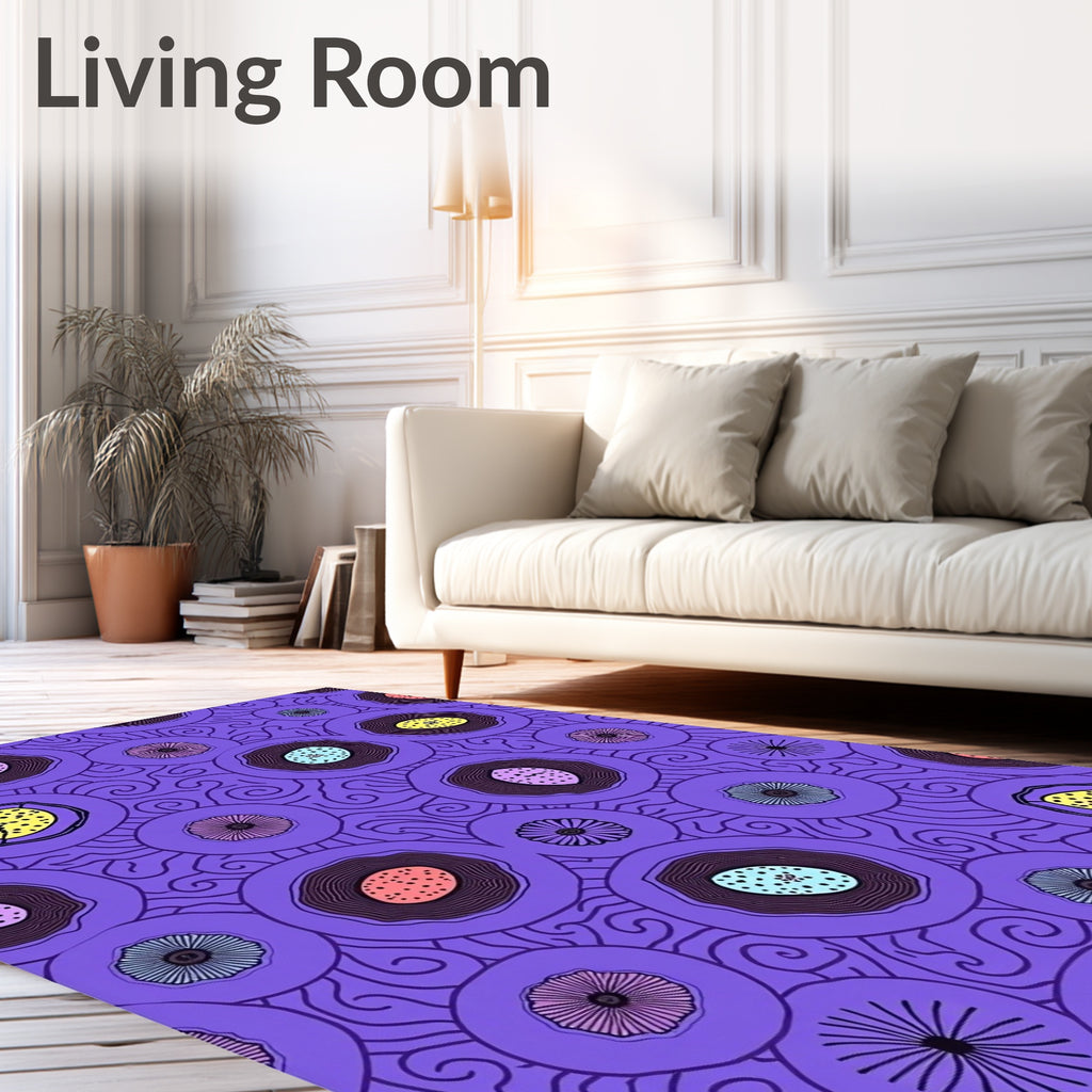 Purple Abstract Organic Circles Rug