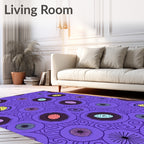 Purple Abstract Organic Circles Rug