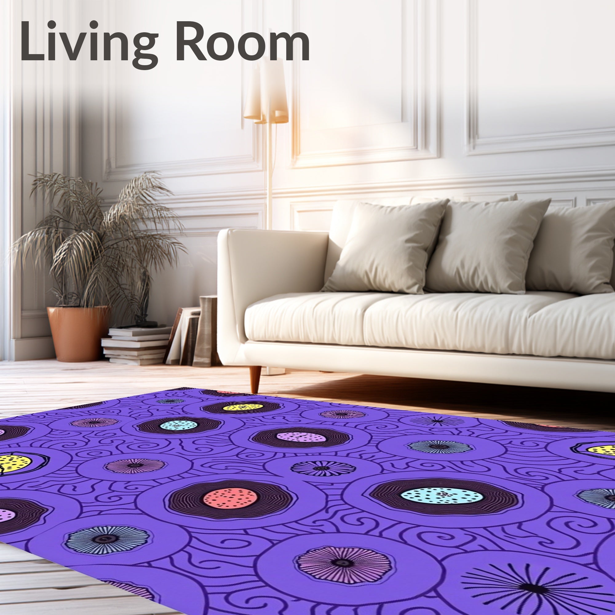 Purple Abstract Organic Circles Rug