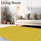 Golden Yellow Geometric Circuit Rug