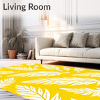 Vibrant Yellow Tropical Fern Leaves Rug
