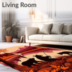Rustic Autumn Bear Fishing Lake Rug