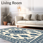 Deep Blue Medallion Garden Border Rug