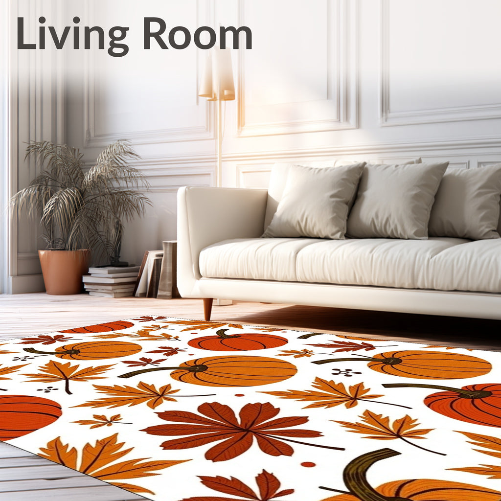 Autumn Pumpkin Maple Leaf Collage Rug
