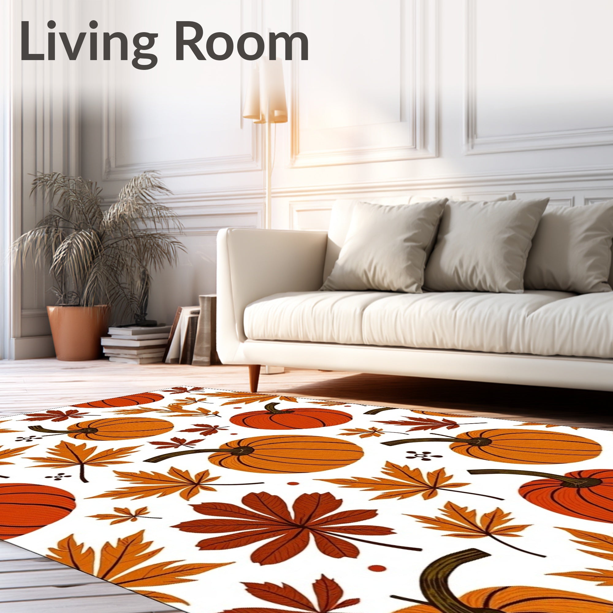 Autumn Pumpkin Maple Leaf Collage Rug