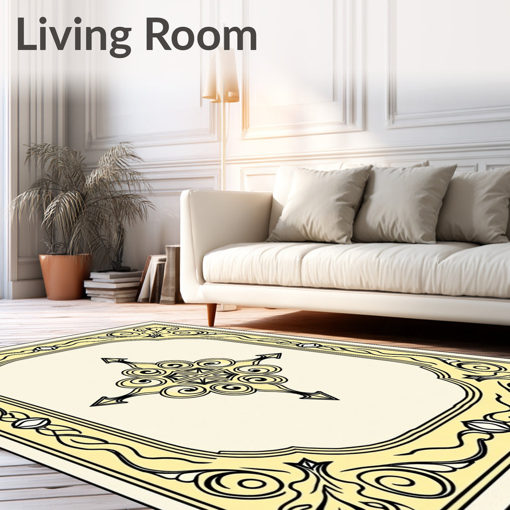 Yellow Ornate Medallion Scroll Rug