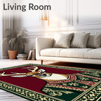 Regal Stag In Ornate Crimson Border Rug