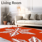 White Fern Blossom Coral Rug