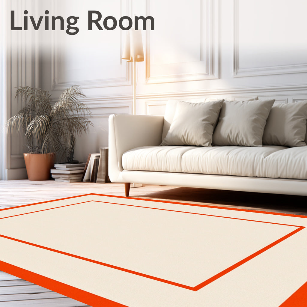 Orange Cream Nested Square Abstract Rug