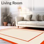 Orange Cream Nested Square Abstract Rug