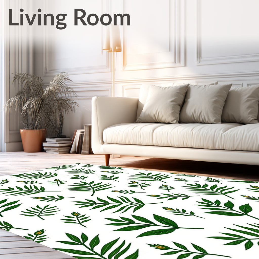 Green Tropical Leaf Scatter Rug