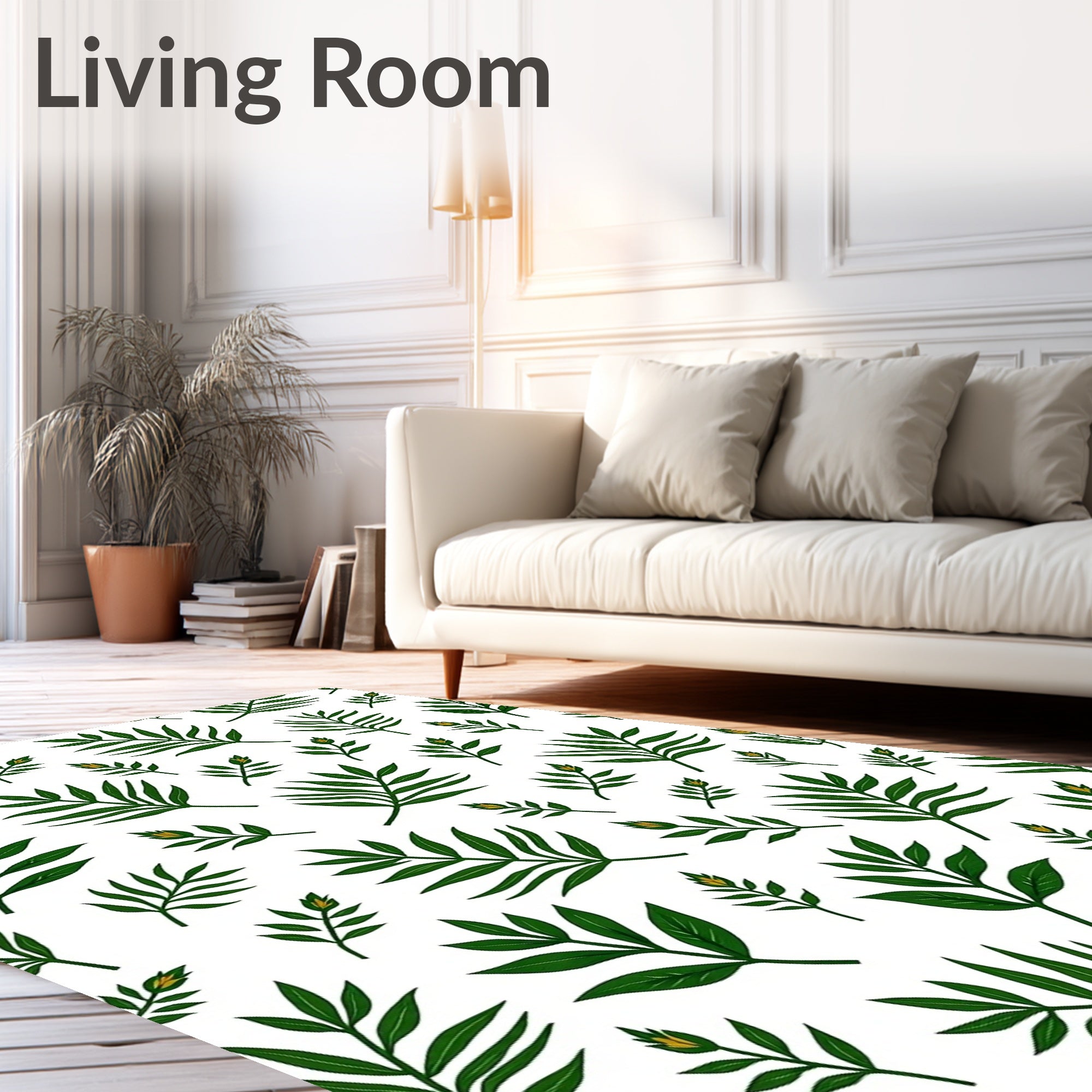 Green Tropical Leaf Scatter Rug