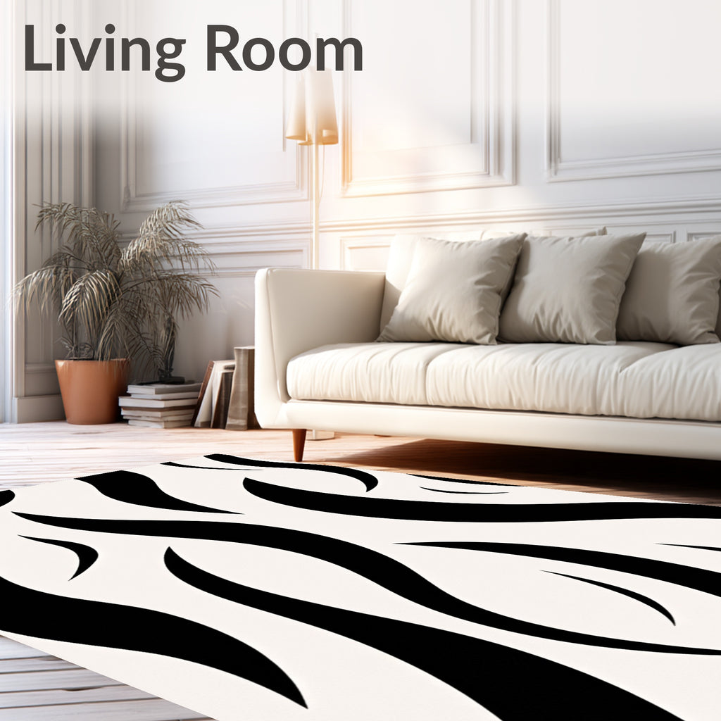 Bold Black Zebra Stripe Rug
