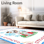 Cute Puppy Snowflakes Christmas Trees Rug