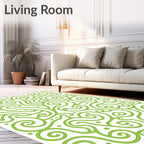 Lively Lime Swirl Curlicue Art Rug