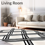 Bold Black Lattice Cream Rug
