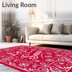 White Snowflakes Border Holiday Rug