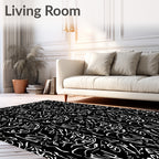 Black White Organic Swirls Rug