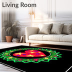 Red Heart With Yellow Star Garland Rug