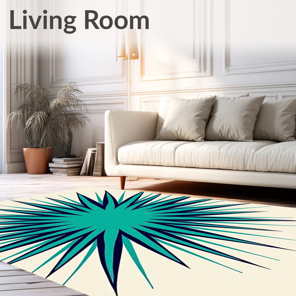 Aqua Navy Starburst Explosion Rug