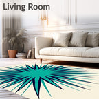 Aqua Navy Starburst Explosion Rug