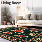 Festive Nutcracker Soldier Emerald Border Rug