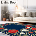 Crimson Gold Ornate Holiday Bauble Rug