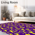 Bright Yellow Geometric And Organic Forms Rug
