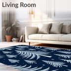 White Pine Trees on Navy Background Rug