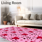 Pink Red Heart Scatter Rug
